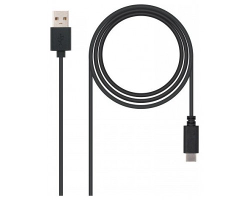 CABLE USB 2.0 3A, TIPO C USB-C/M-A/M 1M NEGRO NANOCABLE