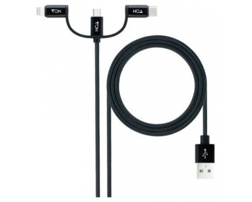 CABLE USB 3 EN 1 USB-A A USB-C/MICRO/LIGHTNING 1M NEGRO NANOCABLE