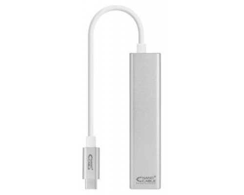 CONVERSOR USB-C A RJ45 ETHERNET GIGABIT + 3 USB 3.0 PLATA 15CM