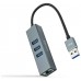 CONVERSOR USB 3.0 A ETHERNET GIGABIT +3*USB 3.0 0.15M NANOCABLE ALUMINIO GRIS