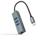 CONVERSOR USB-C A ETHERNET GIGABIT +3*USB 3.0 0.15M NANOCABLE ALUMINIO GRIS