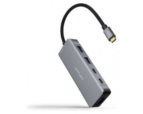 HUB USB-C 2xUSB-A+2xUSB-C+HDMI+USB-C PD 100W GRIS NANOCABLE