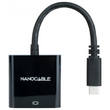 CONVERSOR USB-C A VGA, USB-C/M-VGA/H, ALUMINIO 0.1M NEGRO NANOCABLE