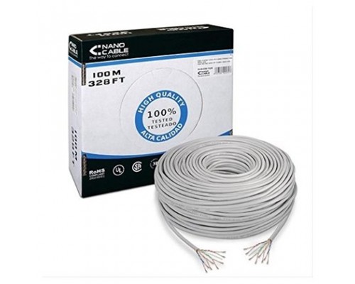 BOBINA 100M CAT.5E UTP RIGIDO EXTERIOR IMPERMEABLE RJ45 AWG24 NANOCABLE