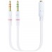 CABLE ADAPTADOR AUDIO JACK 3.5/H 4PIN-2xJACK 3.5/M 3PIN 0.2M BLANCO NANOCABLE