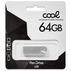 Pen Drive USB x64 GB 2.0 COOL Metal KEY Plata
