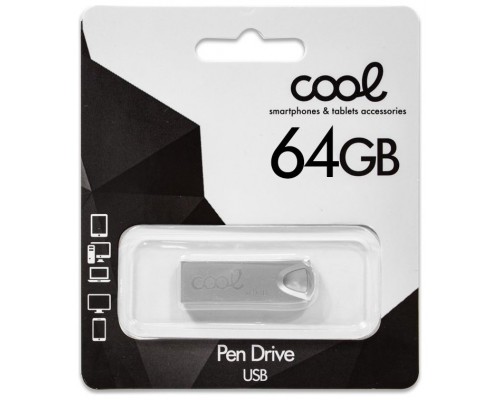 Pen Drive USB x64 GB 2.0 COOL Metal KEY Plata