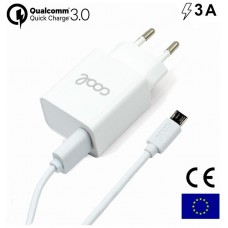 Cargador Red Conector Micro-usb Universal 3Amp (Carga Rápida) COOL Kit 2 en 1 Blanco