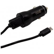 Cargador Coche Cable MicroUsb (2 x Usb) COOL 2.4A Kit 2 en 1 Negro