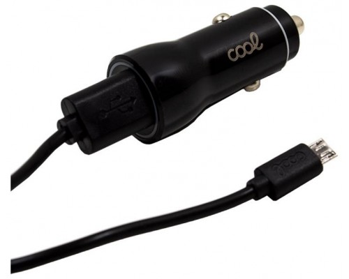 Cargador Coche Cable MicroUsb (2 x Usb) COOL 2.4A Kit 2 en 1 Negro
