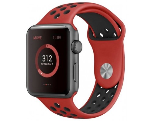 Correa COOL para Apple Watch Series 1 / 2 / 3 / 4 / 5 / 6 / 7 / 8 / 9 / SE (42 / 44 / 45 mm) Sport Rojo-Negro