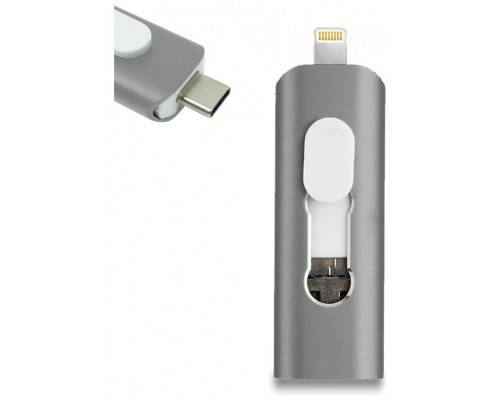 Pen Drive USB x64 GB COOL (3 en 1) Lightning / Tipo-C / USB Gris