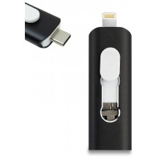 Pen Drive x USB 128 GB COOL (3 en 1) Lightning / Tipo-C / USB Negro