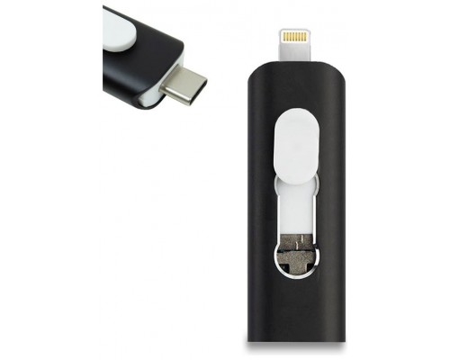 Pen Drive x USB 128 GB COOL (3 en 1) Lightning / Tipo-C / USB Negro