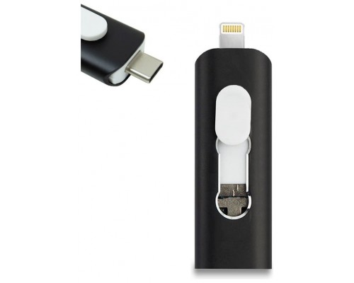 Pen Drive USB x64 GB COOL (3 En 1) Lightning / Tipo-C / USB Negro