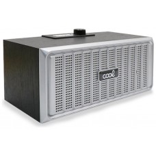 Altavoz Música Universal Bluetooth Marca COOL Retro (20W) Madera Negro Frontal Plata