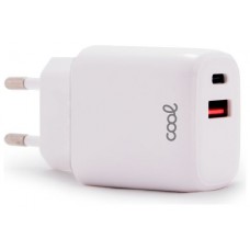 Cargador Red Universal Fast Charger (PD) Dual Tipo-C / USB COOL (20W) Blanco