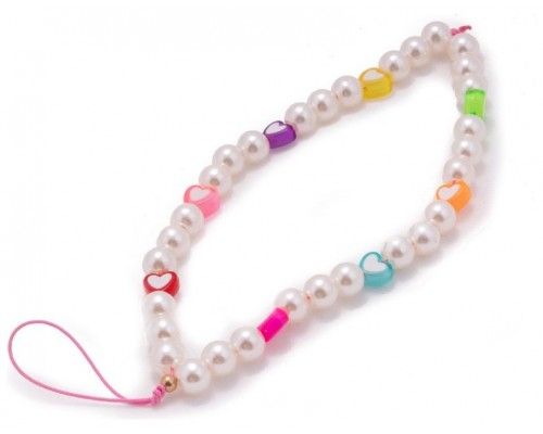 Colgante COOL Universal Smartphone Pulsera Strap Perlas Corazones