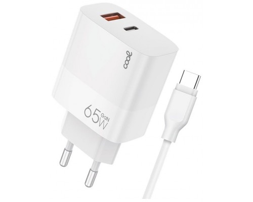 Cargador Red Universal Ultra Fast PD Tipo-C + USB COOL (65W + Cable Tipo-C) GaN Blanco