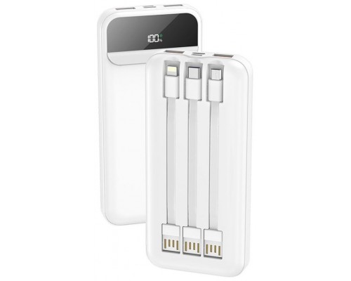 Batería Externa Universal Power Bank 10.000 mAh Carga Rápida 22.5W (3 cables) Blanco