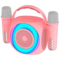 Altavoz Bluetooth Universal Música 6W COOL Mini Karaoke Party + 2 Micrófonos Rosa