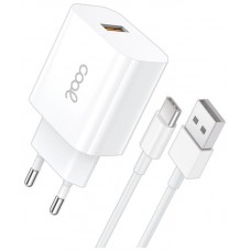 Cargador Red Conector Tipo-C (2.4 Amp) Universal COOL Kit 2 en 1 Blanco