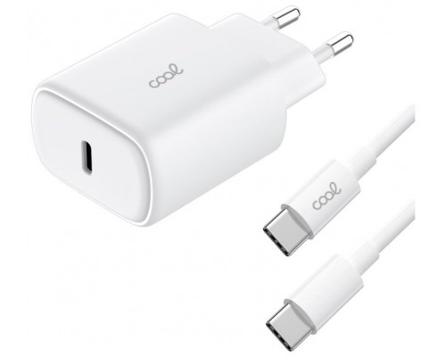 Cargador Red Universal Fast Adapt. (PD) Tipo-C COOL (25W) Blanco + Cable Tipo-C a Tipo-C