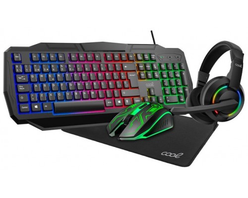 Teclado PC Gaming USB (Combo 4 en 1) + Raton + Auriculares + Alfombrilla COOL Youth (Español) Teclado PC Gaming USB (Combo 4 en 1) + Raton + Auriculares + Alfombrilla COOL Youth (Español)