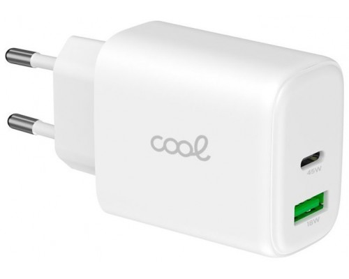 Cargador Red Universal Ultra Fast Dual (PD) Tipo-C + USB COOL (45W) GaN Blanco