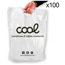 Pack 100 Bolsas Plástico Blancas 100% Reciclado COOL Grandes (51 x 40 cm)
