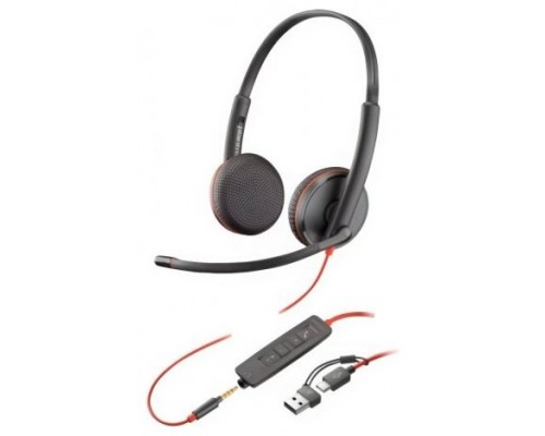 AURICULARES CON MICRO HP POLY BLACKWIRE BW 3225 USB-C + USB-C/A + 3.5mm