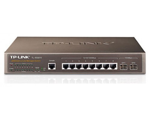 SWITCH GESTIONABLE L2 TP-LINK 8 PUERTOS GIGABIT + 2 SFP