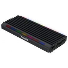 CAJA EXTERNA SSD M.2 TOOQ NGFF/NVMe "SHINOBI", USB-A, RGB NEGRA