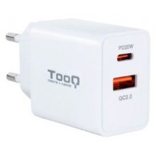 CARGADOR DE PARED USB-C PD 20W, USB-A/QC 18W TOOQ TQWC-2SC04WT BLANCO