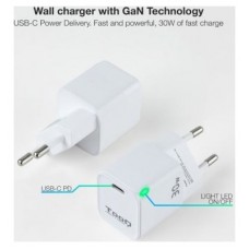 CARGADOR DE PARED GAN USB-C/PD 30W TOOQ TQWC-GANPD30WT BLANCO