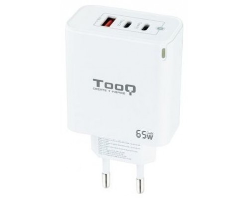 CARGADOR DE PARED GAN 2*USB-C/PD + USB-A/QC 65W TOOQ TQWC-GANQC2PD65WT BLANCO