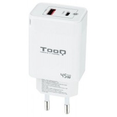 CARGADOR DE PARED GAN USB-C/PD + USB-A/QC 45W TOOQ TQWC-GANQCPD45WT BLANCO