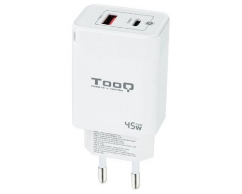 CARGADOR DE PARED GAN USB-C/PD + USB-A/QC 45W TOOQ TQWC-GANQCPD45WT BLANCO