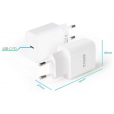 CARGADOR DE PARED USB-C PD3.0 20W BLANCO TOOQ