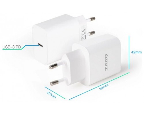 CARGADOR DE PARED USB-C PD3.0 20W BLANCO TOOQ